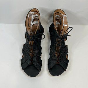 2 for $20. JORE Black leather Gladiator with lace and knitting 39 1/2 size 9.5